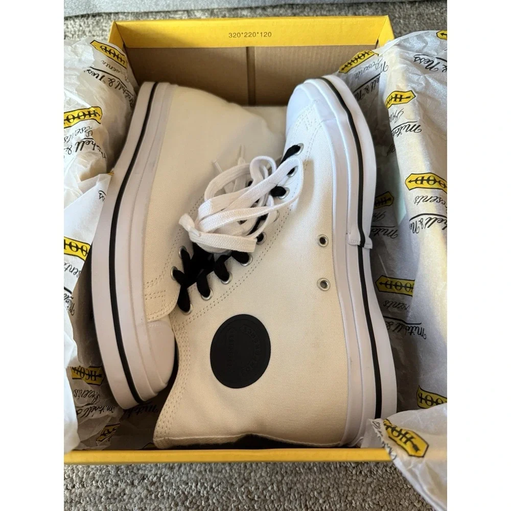 New Hoods Conference 55 HC ‎ White High Tops Mens 8 Women 10 White & Black